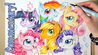 Speed Drawing MLP  MANE 6 with COMMENTARY My Little Pony [upl. by Yrrep]