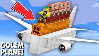 How to FLY ON THIS LONGEST GOLEM SPAWN AIRPLANE in Minecraft  NEW SECRET GOLEM SPAWN PLANE [upl. by Eniotna]