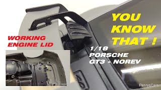 How to opening engine lid Porsche 911 992 GT3 118 Scale by Norev [upl. by Noyerb]