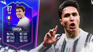 THIS CARD IS UNSTOPPABLE 🤯 87 TOTGS Federico Chiesa Player Review FIFA 22 Ultimate Team [upl. by Philis]