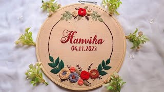 Name Embroidery Hoop Tutorial Floral Name Embroidery hoop  jankishandworks [upl. by Hoeg]