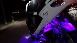 Buddy 125 Comparison  LEDs mod vs No LEDs mod  Mitchs Scooter Stuff [upl. by Anegroeg931]