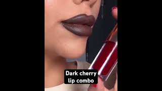 Dark cherry lip combo lipstick lipcombo beautifulmakeup makeup makeuptutorial viralvideo [upl. by Tiffanle]