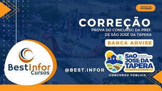 Correção da Prova da Prefeitura de São José da Tapera  Advise  Best Infor [upl. by Salomo]