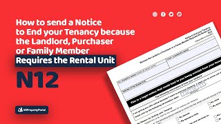 How to send Notice to end your tenancy if the landlord requires the rental  N12 Form [upl. by Matuag728]