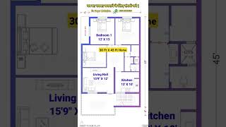 3BHK House Plan  30X45 House Plan  30 Feet by 45 Feet Home Design  3045 Home Idea 30x45home [upl. by Haelhsa385]