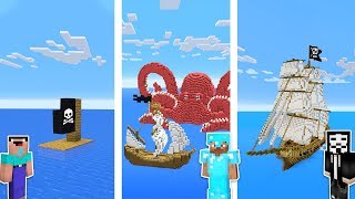 Minecraft PIRATE SHIP CHALLENGE 🏴‍☠️  Noob vs Pro vs Hacker in Minecraft [upl. by Euqor]