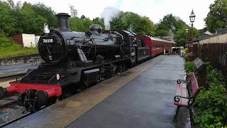 78018 arrives at Wirksworth with the final train of the First day of Steam in the Valley Gala [upl. by Olin266]