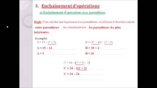 6eme chapitre 1 enchainement dopérations [upl. by Woolcott871]