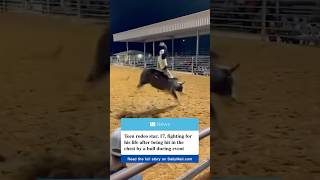 A teenage champion bull rider from Tallahassee has been left fighting for his life after [upl. by Nomad823]