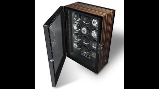 BillStone PD Gentlemen 12 Watch Winders with Fingerprint Lock  Macassar Wood Finish [upl. by Drobman]