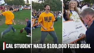 California Golden Bears student NAILS FIELD GOAL for 100000 on College Gameday 🏈💰 [upl. by Ynffit896]