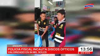 Arequipa  Policía Fiscal incauta discos ópticos valorizados en 84 mil soles [upl. by Sholley]