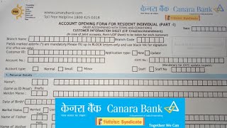 Canara Bank Joint Account Opening Form Fill UP 2024 [upl. by Meagher]