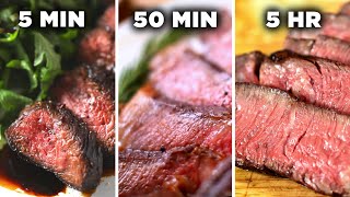 5Minute Vs 50Minute Vs 5Hour Steak • Tasty [upl. by Eninahs]