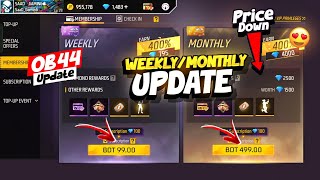 New Membership Adjustment Ob 44 Update 😮 Ob 44 Update Top Changes Free Fire  Free Fire New Event [upl. by Yztim]