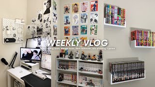 weekly vlog 🧸  redecorating room manga hauls desk makeover lots of eating  anime [upl. by Geraldina]