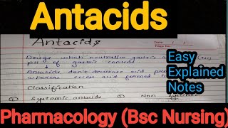 Notes Of Antacids in Hindi in Pharmacology Bsc Nursing [upl. by Roon]