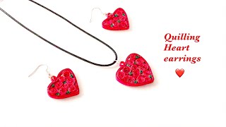 How To Make Quilling Heart EarringsMaking Paper Quilled Heart EarringsValentines Day Special [upl. by Girardo]