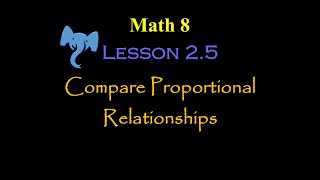 Math 8  Lesson 25  Comparing Proportional Relationships [upl. by Nele]