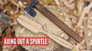 Axing Out a Spurtle Traditional Spoon Making Old Fashioned Green Woodworking [upl. by Anillehs]