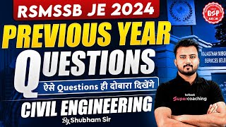 RSMSSB JE Civil Classes 2024  RSMSSB JEN PYQ Lec 1  RSMSSB JEN 2024 Exam Preparation  Shubham Sir [upl. by Gaither]