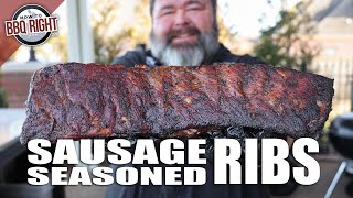 A NEW Way to Smoke Savory BBQ Ribs Sausage Seasoned Rib Recipe [upl. by Yrogerg]