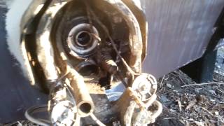 Out drive fail Broken neeple oil fitting thru transom gimbal ring bravo 3 [upl. by Antone]