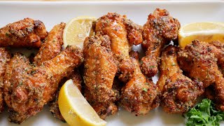 CRISPY OVEN BAKED LEMON PEPPER CHICKEN WINGS  THE BEST LEMON PEPPER WINGS [upl. by Andromache]