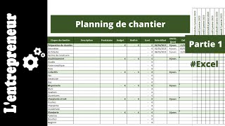 1 Faire un planning de chantier sur Excel [upl. by Porche554]