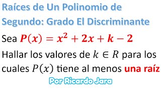 El Discriminante Las Raíces de un Polinomio de Grado 2 [upl. by Adnarem]