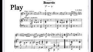 Suzuki Violin Book3 “Bourree” by JSBach Piano Accompaniment [upl. by Atenek]