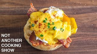 how to make EGGS BENEDICT with EASY BLENDER HOLLANDAISE SAUCE [upl. by Petulah]