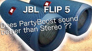 🔊 JBL Flip5  Comparing Stereo and PartyBoost modes [upl. by Joell]