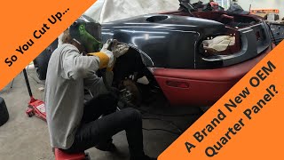 Cutting The Quarter Panels for 15x11s and Autokonexion Flares on my NA Miata [upl. by Alodie]