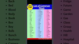 List of common noun 📘  20 words  Beast Study shorts noun study viral commonnoun [upl. by Htyderem]