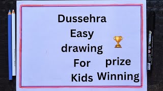 Dussehra Drawing  Happy Dussehra  Vijaya Dashami Drawing  Dussehra Poster  Dussehra Easy Drawing [upl. by Greeley151]