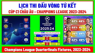 Lịch thi đấu vòng tứ kết cúp C1 Châu Âu  UEFA Champion League Quarterfinals fixtures 20232024 [upl. by Kinzer]