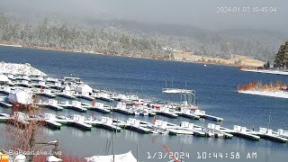 Big Bear Lake First snowfall of 2024 bigbearlivecamera [upl. by Airtemad610]