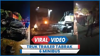 Kecelakaan Truk Trailer Muatan Ekskavator Rem Blong Tabrak 6 Minibus [upl. by Selig]