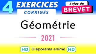 Brevet Maths exercices Géométrie 2021 [upl. by Sucramrej]