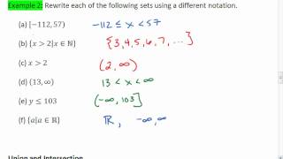 12 4 of 5 Interval and Set Notation Union and Intersection [upl. by Osborn]