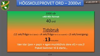 48Högskoleprovetordkurs 2000 Vår [upl. by Aicilram]