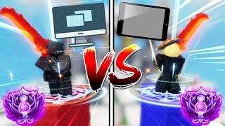 PC NIGHTMARE VS MOBILE NIGHTMARE RANK PLAYER Roblox Bedwars [upl. by Gershon]