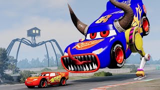 Epic Escape From Lightning McQueen Eater Monsters in BeamNGDrive Insane Crashes amp Stunts [upl. by Hermina206]