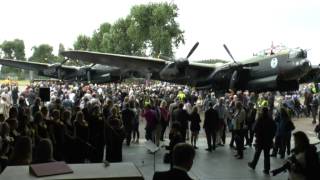 Meeting of the last two airworthy Lancasters  ‘Thumper’ meets Vera [upl. by Anayt]