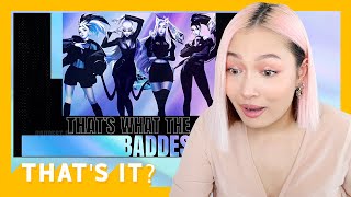 KDA  THE BADDEST ft GIDLE Bea Miller Wolftyla Official Lyric Video REACTION [upl. by Idarb]