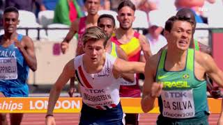 2017 Jakob Ingebrigtsen falling in 3000 Steeplechase heat during London World Championships [upl. by Jan16]