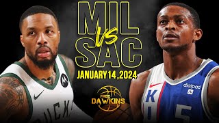 Milwaukee Bucks vs Sacramento Kings Full Game Highlights  January 14 2024  FreeDawkins [upl. by Jauch]