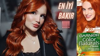 Evde bakır saç boyama açıcısız en iyi bakır sultan bakırı Garnier 740❣️ [upl. by Sinai]